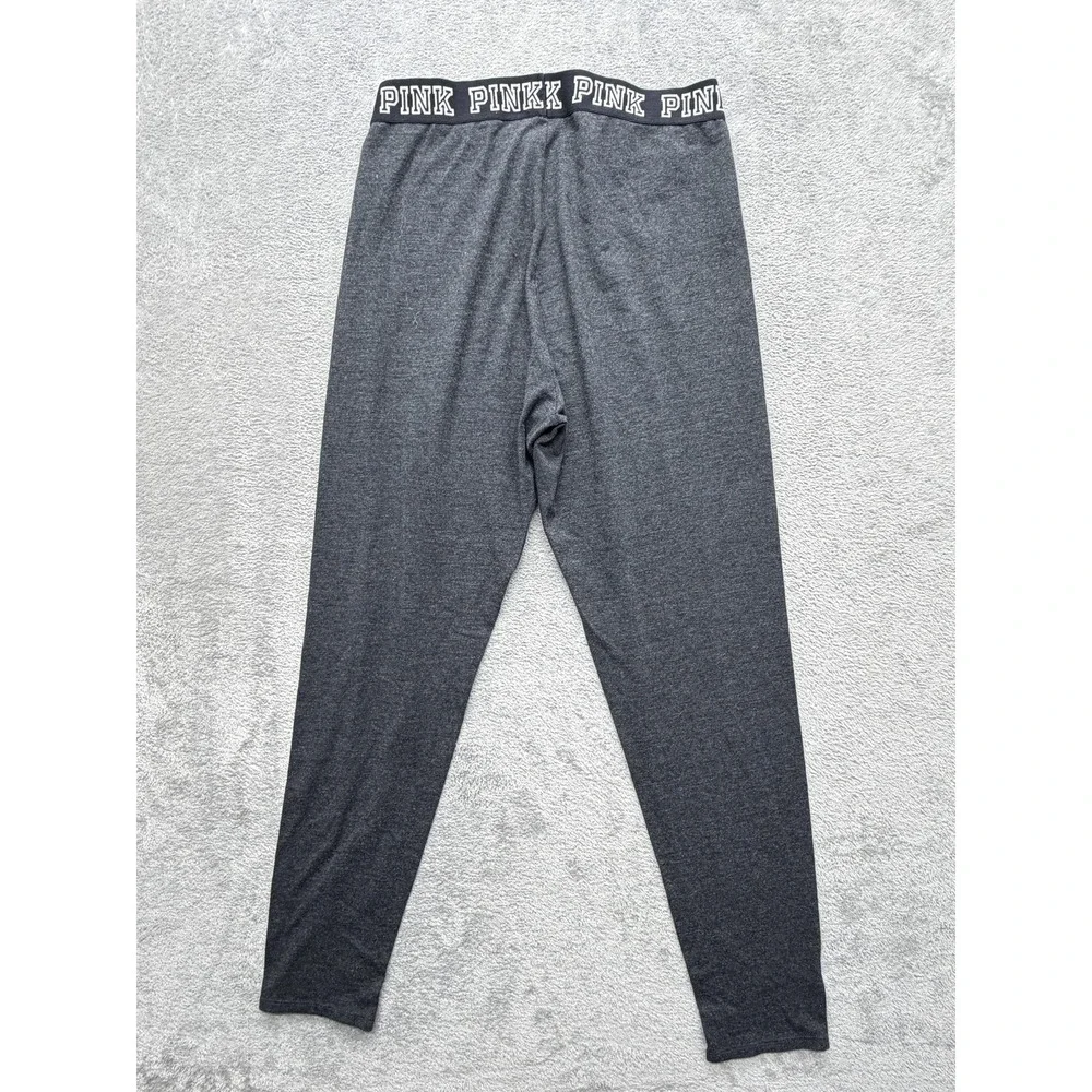 PINK‎ Leggings Womens L Gray Ankle Elastic Waist Stretch Jersey Logo Comfort